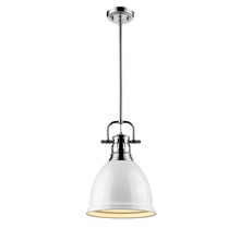  3604-S CH-WH - Duncan Small Pendant with Rod in Chrome with a White Shade